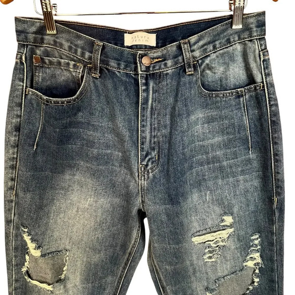 Nature Denim Women’s Distressed Ripped‎ Straight Raw Hem Street Wear Jeans 13 - Picture 4 of 7